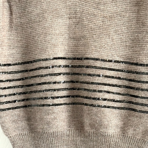 J.Crew Beige and Black Striped V-Neck Sweater - Picture 5 of 8